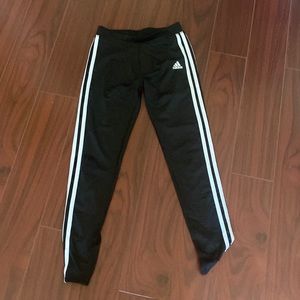 Girls Adidas Leggings black with white stripes